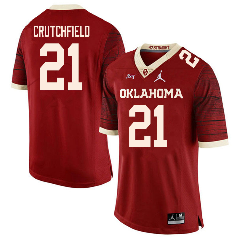 Men #21 Marcellus Crutchfield Oklahoma Sooners College Football Jerseys Sale-Retro